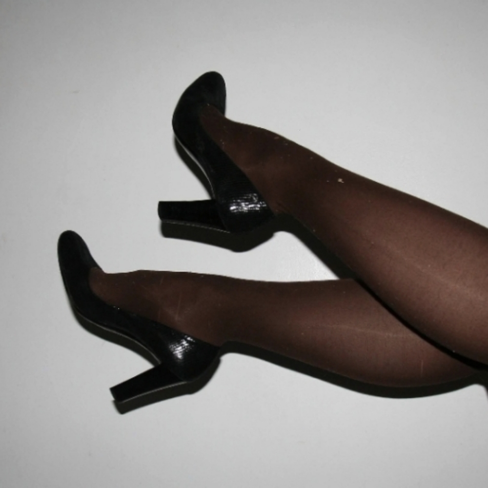 Calvin Klein faux leather black heels